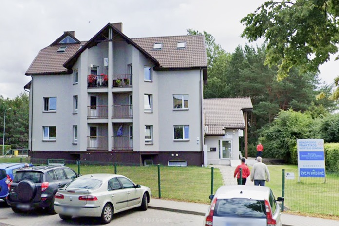 S. Kulikauskienės bendrosios praktikos gydytojų centras. Nuotrauka iš „Google Earth“.